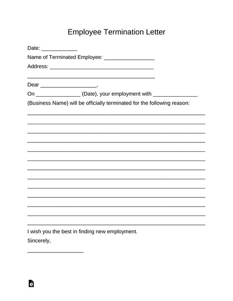 Printable Employee Termination Form Pdf